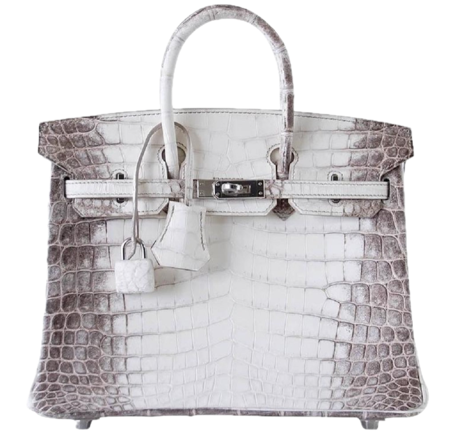 Hermès Himalaya Birkin 25 in white-grey Niloticus crocodile with palladium hardware, padlock, and clochette