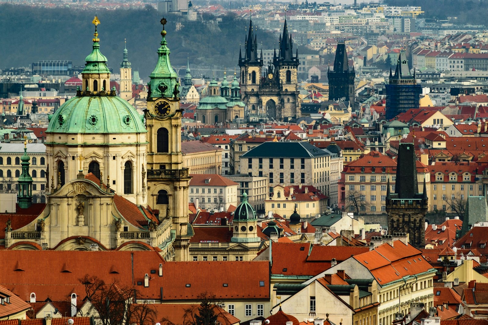 Rooftops and spires of Prague's old town